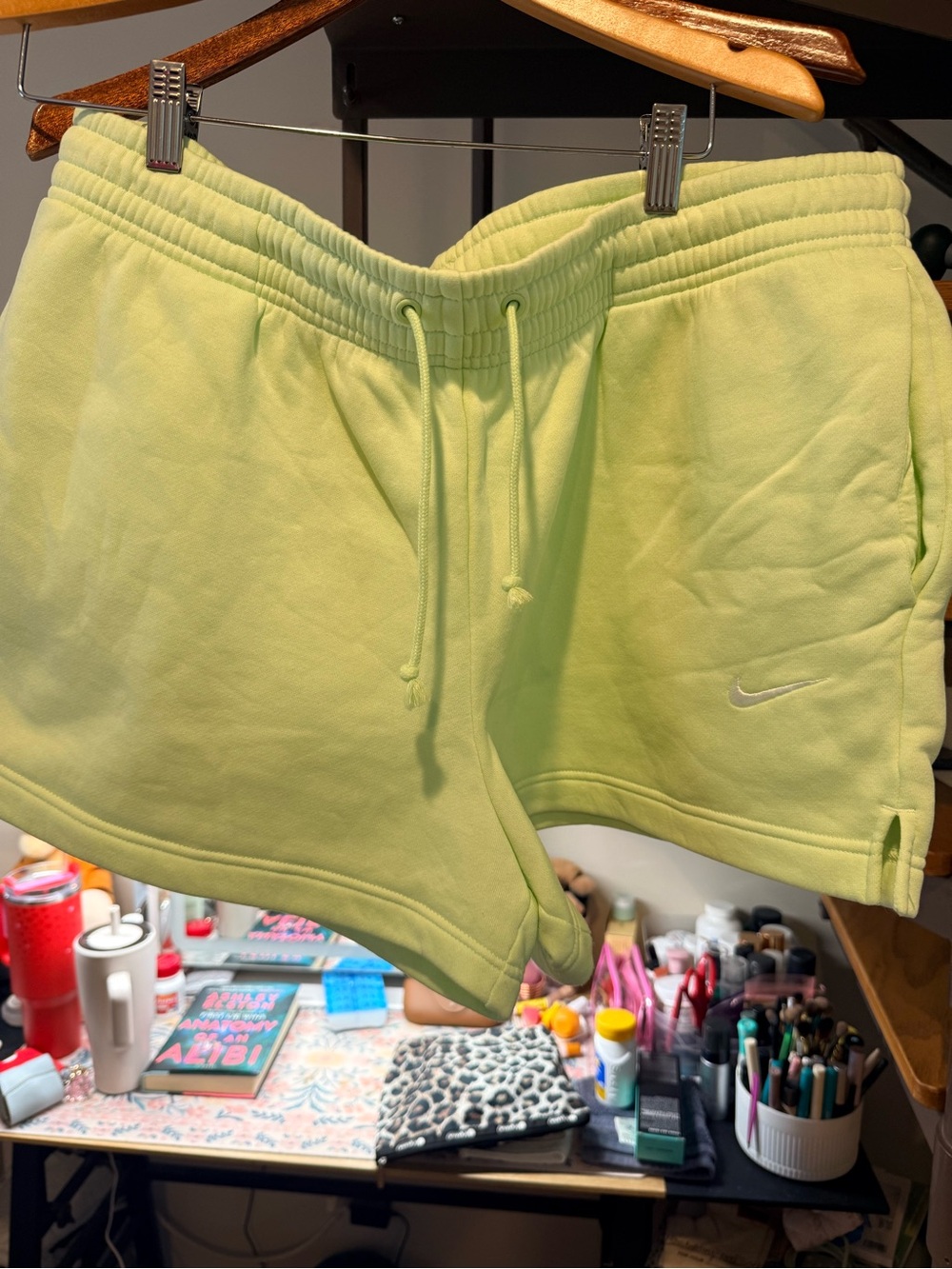 Nike Women's Lime Green Fleece Athletic Shorts